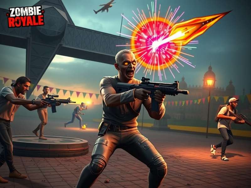 Zombie Royale gameplay screenshot showing combat with zombies